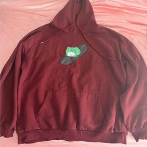 Wine red frog skateboard hoodie